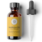 Marula oil bottle with dropper on a white background