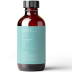 Bottle with a teal label on a white background
