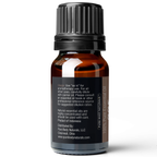 A small dark amber glass bottle with a black cap. The label displays instructions: "Usage: Use 'as is' for aromatherapy use. For all other uses, carefully dilute with carrier oil. Consult an essential oil book for suggested dilution ratios." It is distributed by Pure Body Naturals. Clove Essential Oil, 10 ml.
