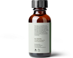 A small, amber-colored Rosemary Essential Oil bottle with a black cap. The label includes text about the uses of rosemary essential oil, mentioning its ability to stimulate cognitive processes and reduce headaches. It pairs well with lavender and lemon essential oils.