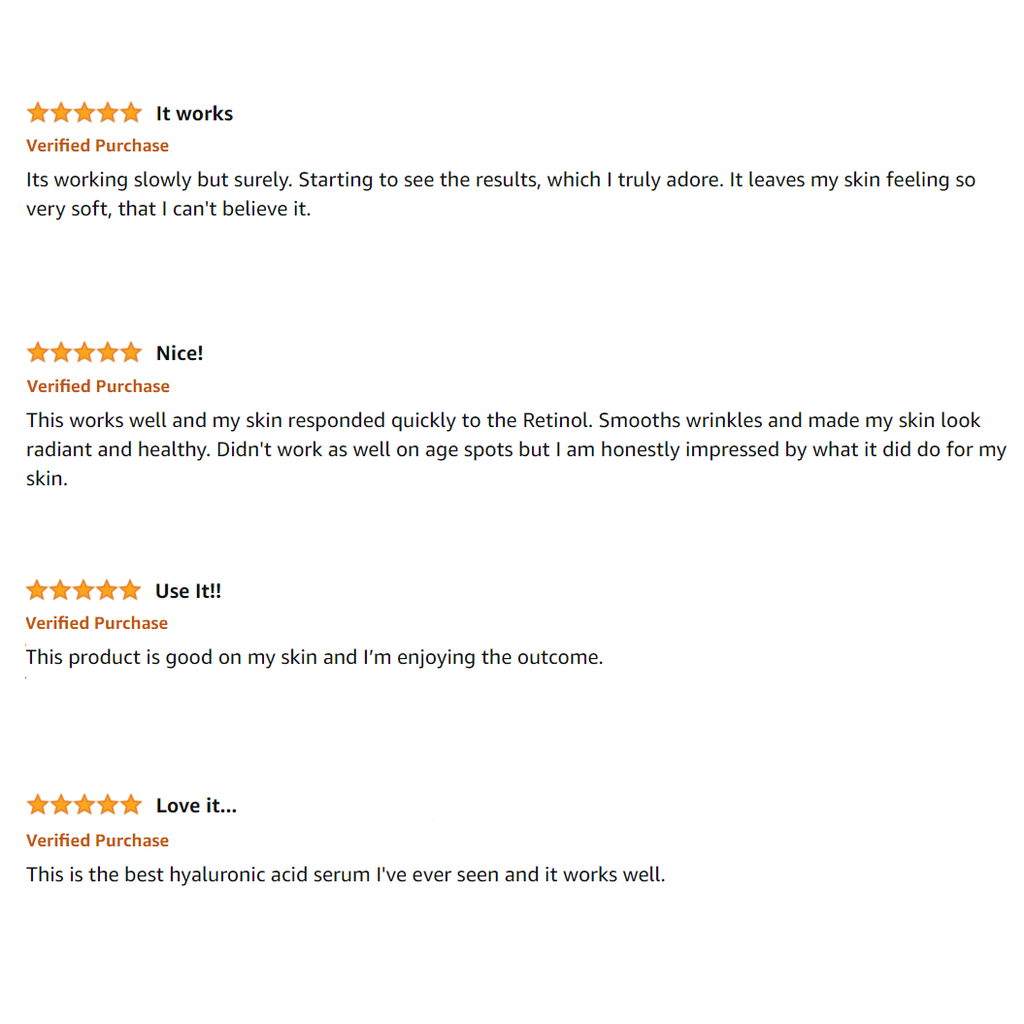 Product reviews with star ratings and text on a white background