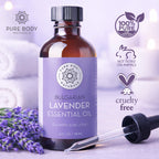 Bottle of Bulgarian Lavender Essential Oil with a dropper on a light background