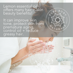 A woman washing her face with Lemon Essential Oil.