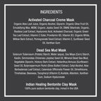 List of ingredients for three different masks on a black background