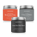 Three jars of Pure Body Naturals masks on a white background