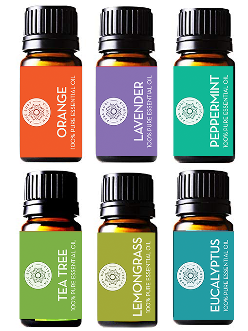  LagunaMoon 6-Pack w Gift Box  Essential Oils Set, 10mL,  Peppermint, Tea Tree, Lavender, Eucalyptus, Lemongrass, Orange : Health &  Household