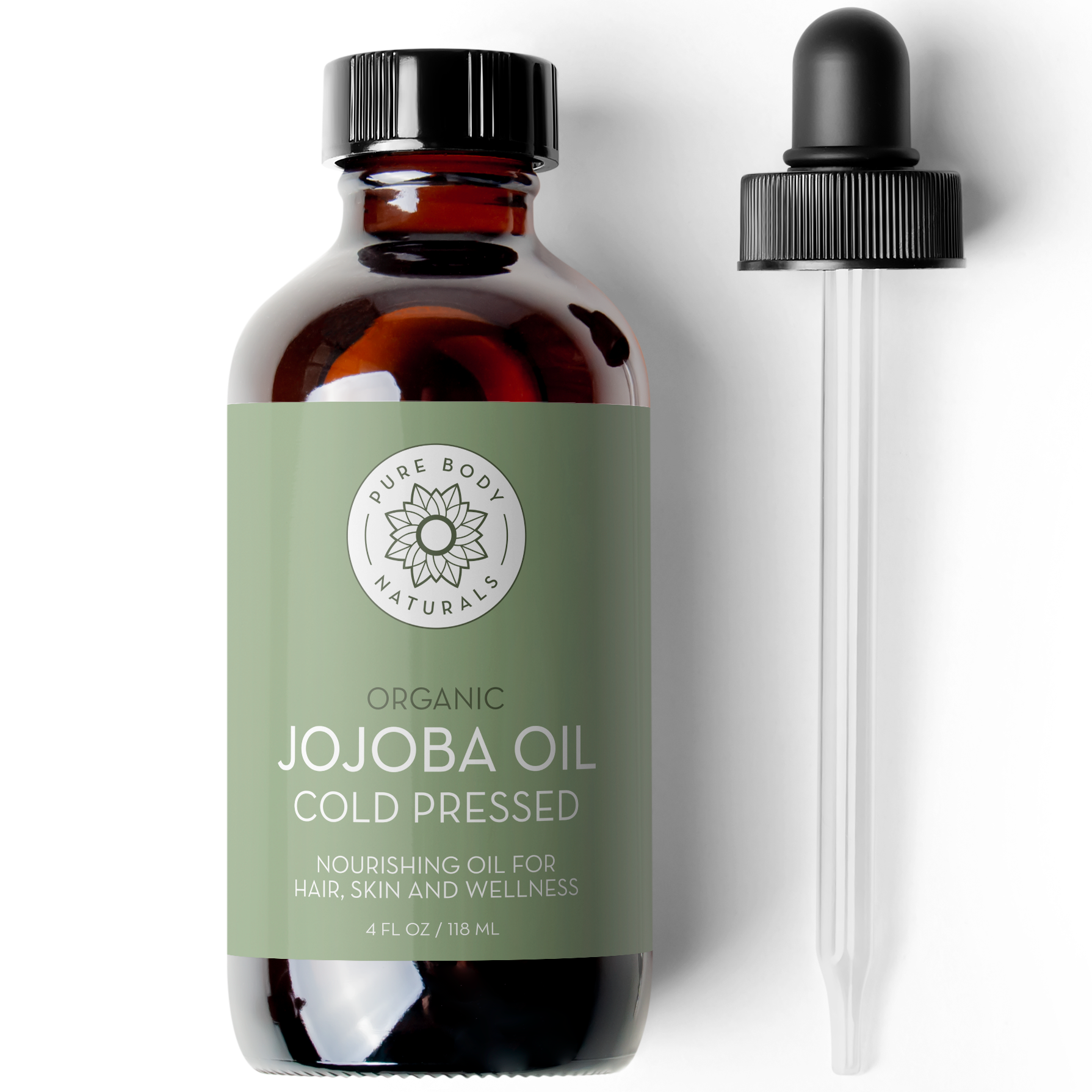 Pure Body Naturals Cold Pressed Jojoba Oil, 4 Fluid Ounces